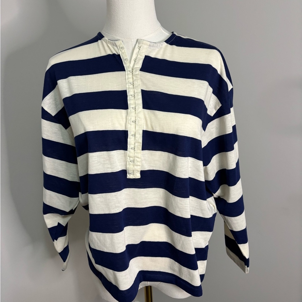 Vintage Navy and White Striped woman’s small shirt